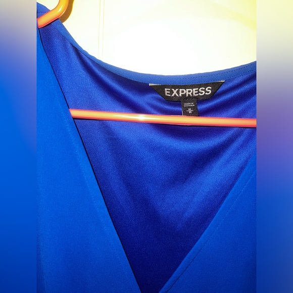 Express Women's Vibrant Blue Long Sleeve Dress - Picture 2 of 6